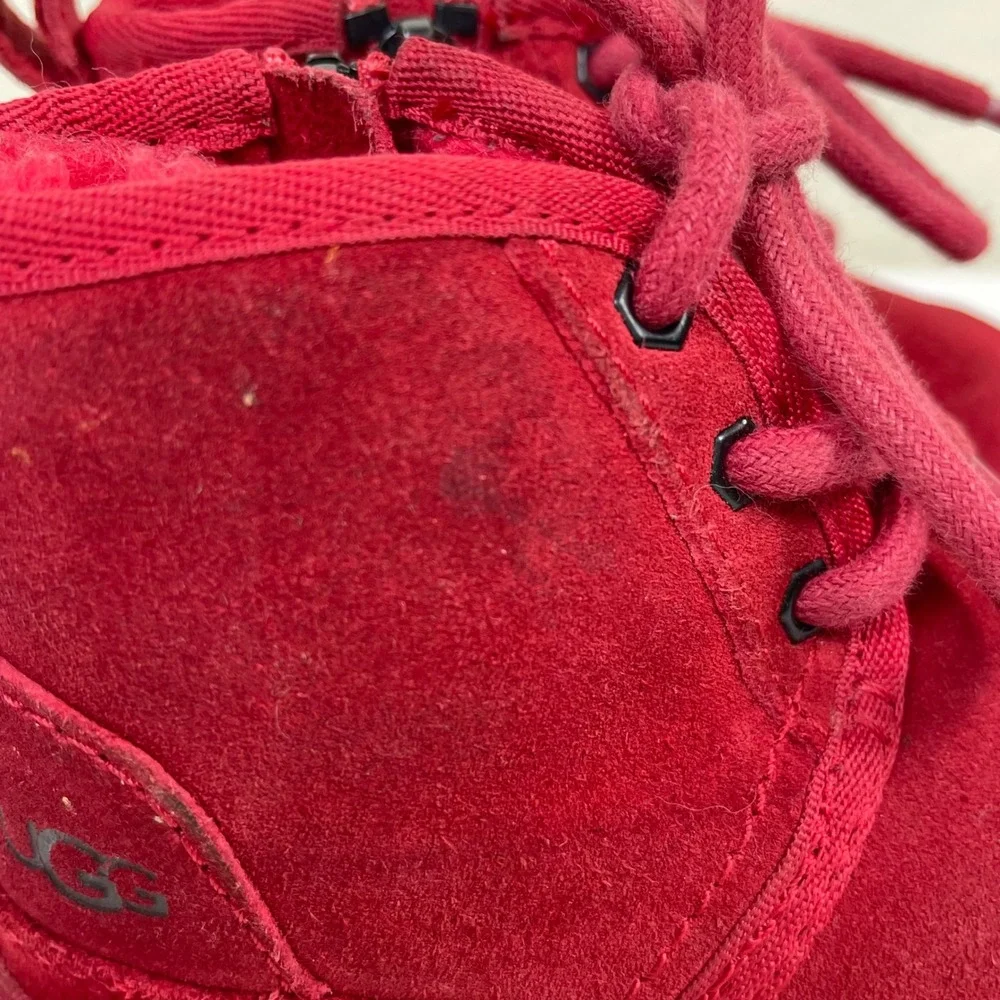 UGG Neumel II Chukka Boot Kids Toddler 6 Red Suede Lace Up Side Zip Boots Sherpa